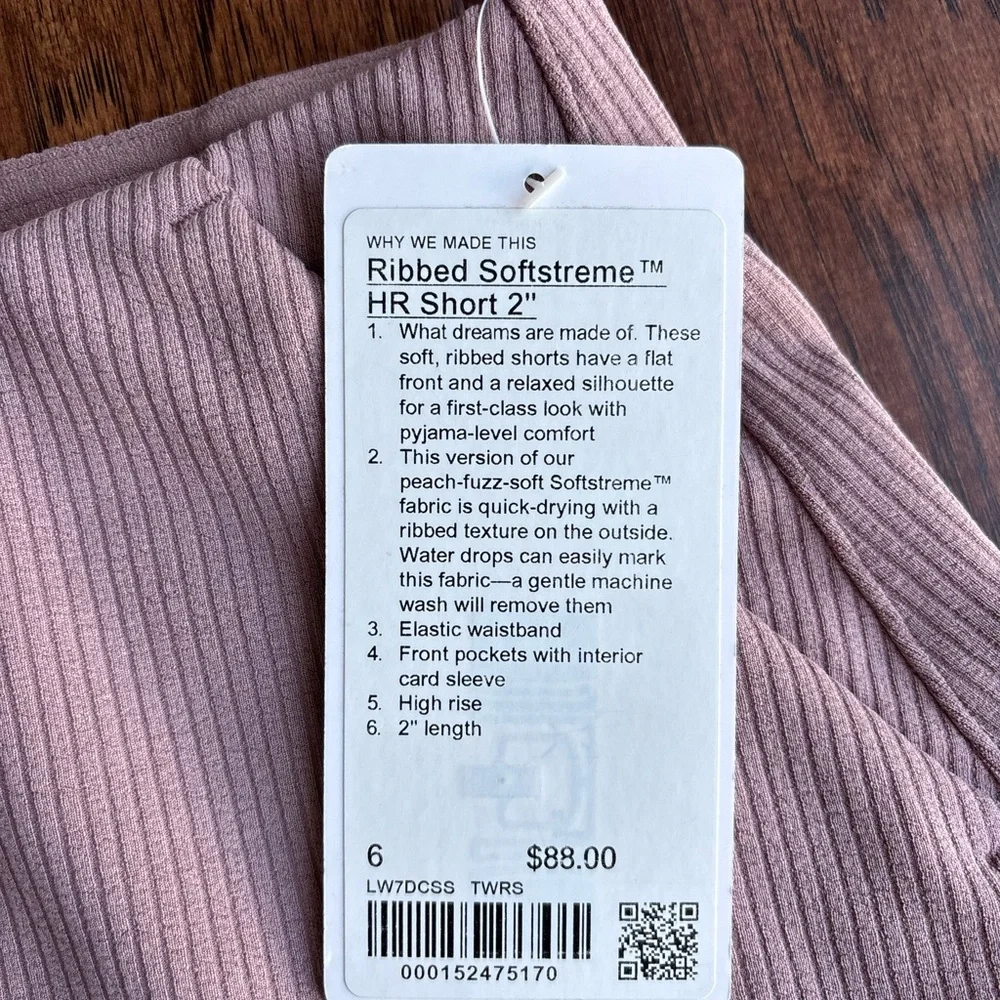 lululemon athletica High-Waist Ribbed Shorts in Blush Pink - Picture 2 of 4